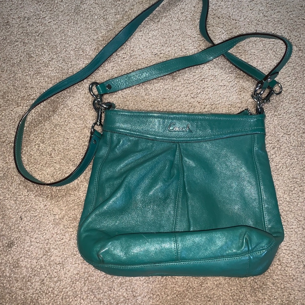 Green coach crossbody purse